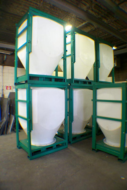 Image of cone valve bins stacked